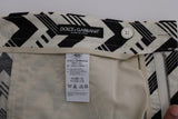 Dolce & Gabbana White Black Striped Cotton Linen Shorts