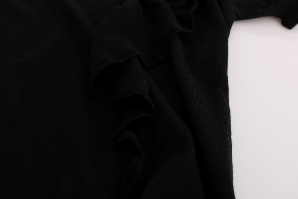 MARGHI LO' Black 100% Lana Wool Top Blouse T-shirt