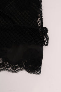 Dolce & Gabbana Black Silk Mesh Floral Lace Top