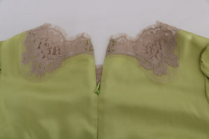 Dolce & Gabbana Green Silk Stretch Blouse Top