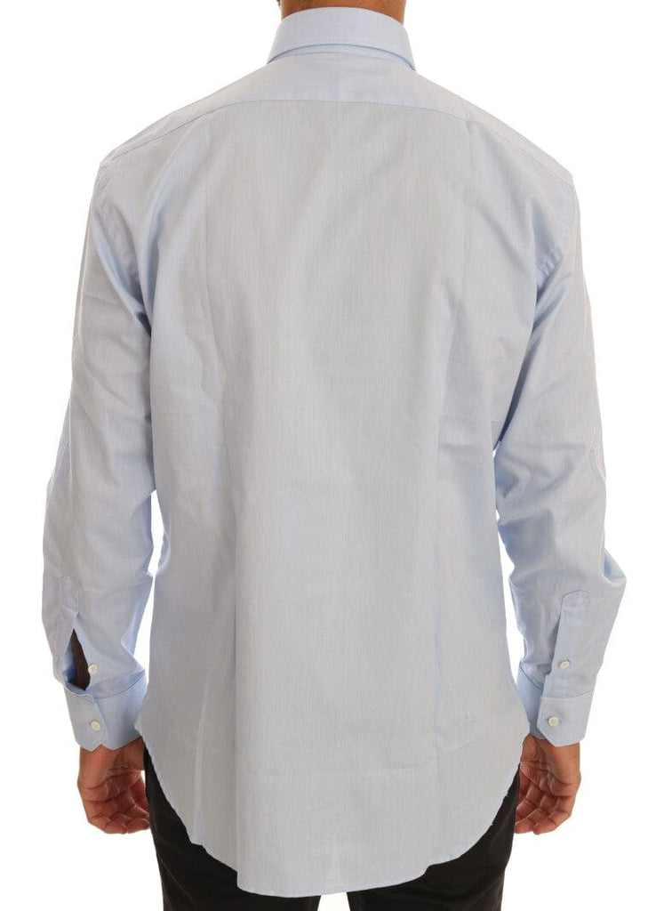 Cavalli Light Blue Cotton Slim Fit Dress Shirt