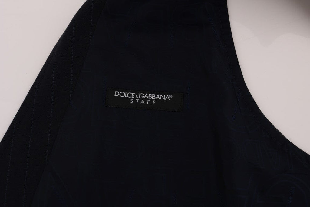 Dolce & Gabbana Blue STAFF Wool Stretch Vest Dolce & Gabbana 