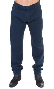 GF Ferre Blue Stretch Straight Fit Pants Chinos