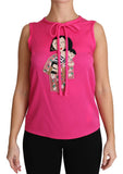 Dolce & Gabbana Pink Family Silk Tank Mama Blouse Top Shirt