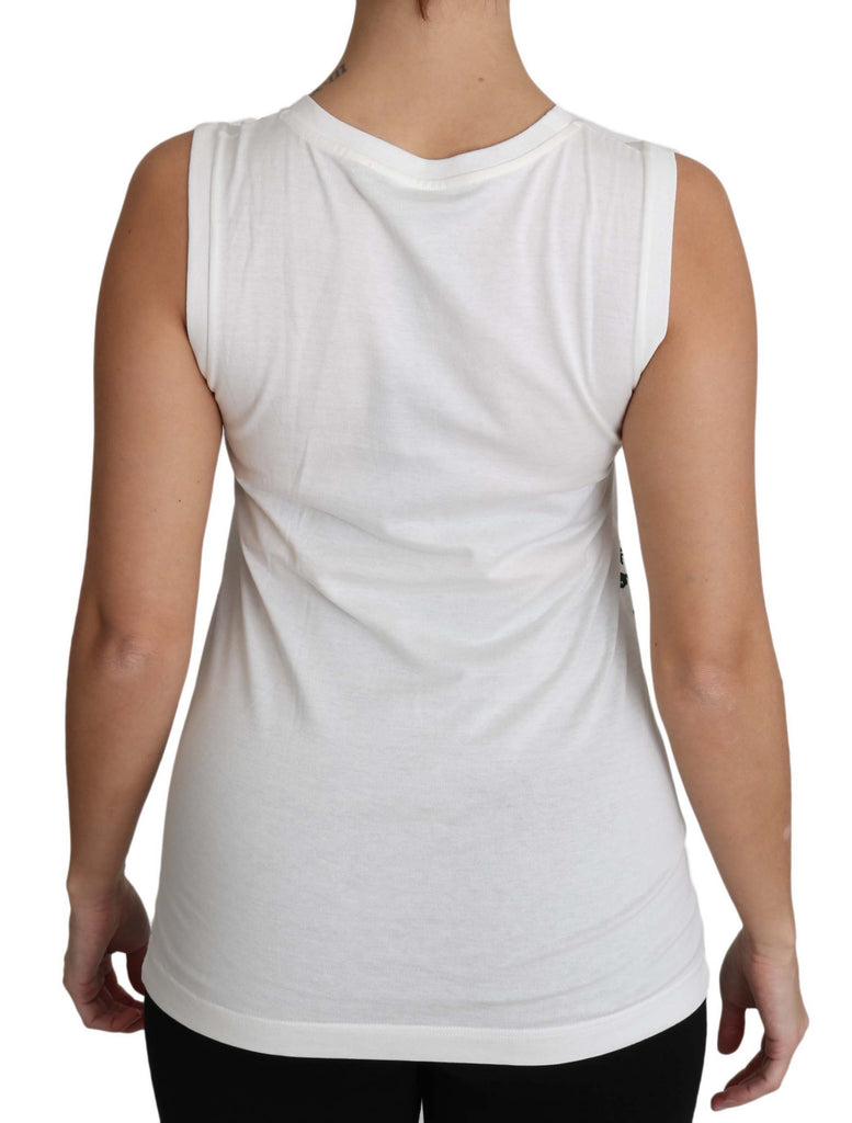 Dolce & Gabbana White Cotton #gdfamily Sleeveless Shirt Tank Top