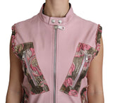 Dolce & Gabbana Pink Zippered Lamb Sleeveless Vest Leather Jacket