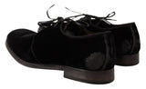 Dolce & Gabbana Black Velvet Lace Up Aged Style Derby Shoes Dolce & Gabbana 