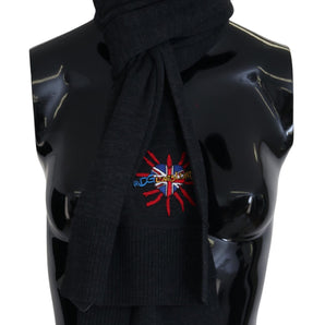 Dolce &amp; Gabbana Elegant Black Wool Scarf Wrap