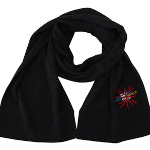 Dolce &amp; Gabbana Elegant Black Wool Scarf Wrap