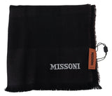 Missoni Black 100% Wool Unisex Neck Wrap Scarf Missoni 
