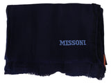 Missoni Blue Wool Knit Unisex Neck Wrap Scarf Missoni 