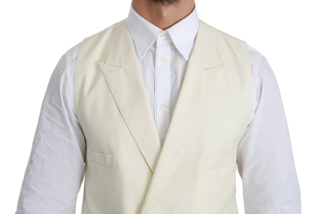 Dolce & Gabbana White Waistcoat Formal Wool Vest Dolce & Gabbana 
