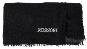 Missoni Black 100% Wool Unisex Neck Wrap Scarf Missoni 