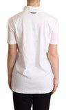 Dolce & Gabbana White Cotton Silk Blend Ascot Collar T-shirt