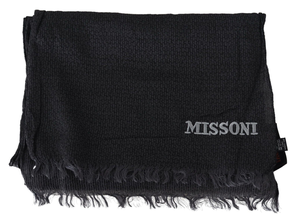 Missoni Black Wool Knit Unisex Neck Wrap Scarf Missoni 