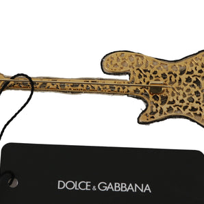 Dolce & Gabbana Gold Brass Beaded Guitar Pin Accessory Brooch, Nahim - Luxury Wardrobe