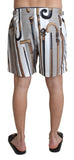 Dolce & Gabbana White Walking Stick Beachwear Shorts Swimshorts Dolce & Gabbana 