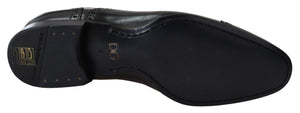 Dolce & Gabbana Black Leather Men Derby Formal Loafers Shoes Dolce & Gabbana 