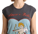 Dolce & Gabbana Gray Cotton L' Amore Top Tank T-shirt