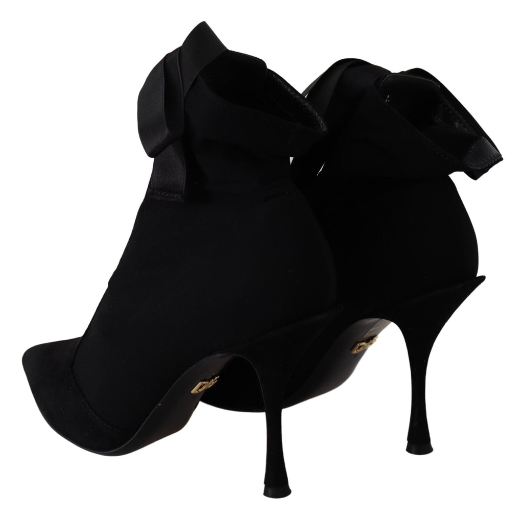 Dolce & Gabbana Black Stretch Short Ankle Boots Shoes Dolce & Gabbana 