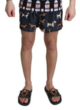 Dolce & Gabbana Blue Dog Print Beachwear Shorts Men Swimwear Dolce & Gabbana 