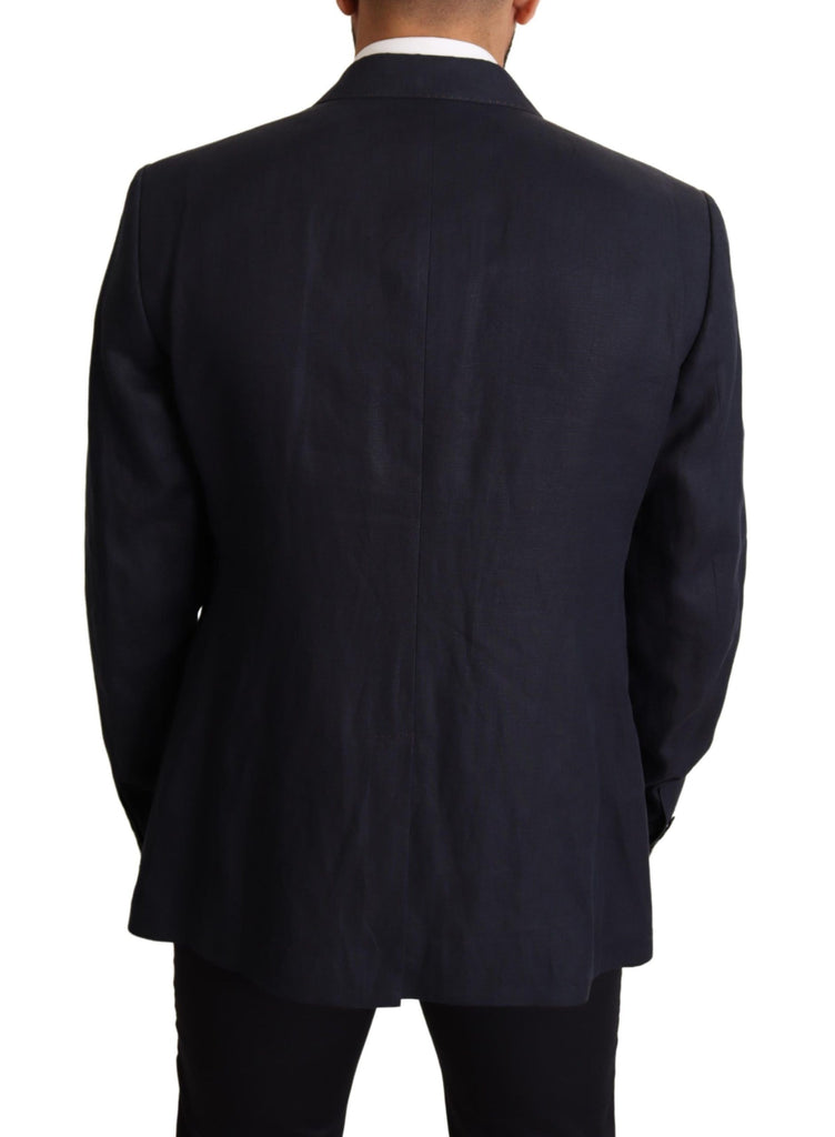 Dolce & Gabbana Blue Linen TAORMINA Jacket Coat Blazer