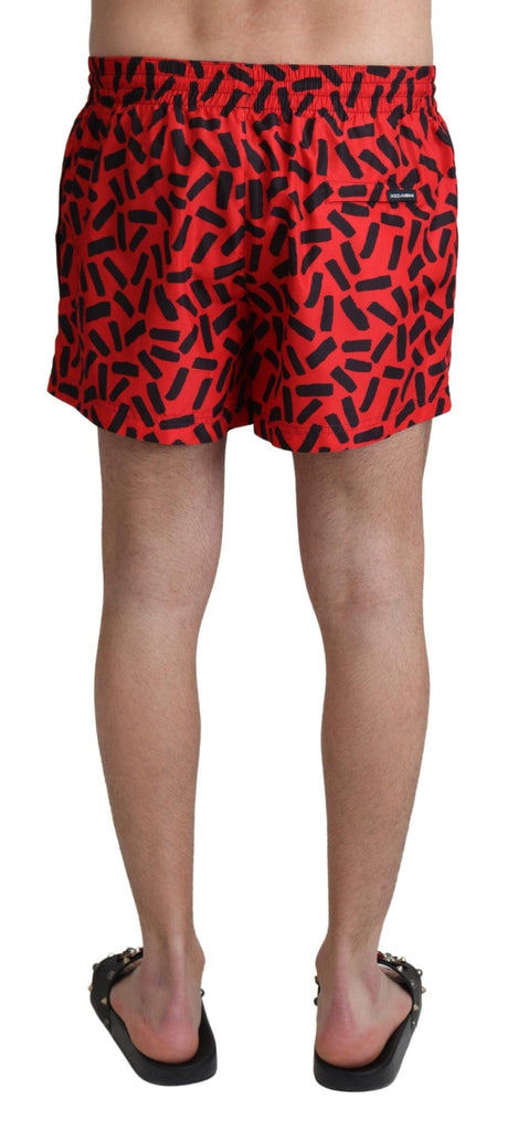 Dolce & Gabbana Red Patterned Beachwear Shorts Swimwear Dolce & Gabbana 