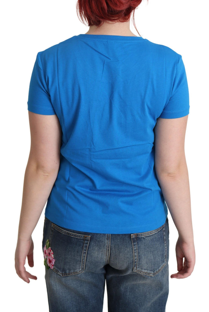 Moschino Blue Printed Cotton Short Sleeves Tops T-shirt