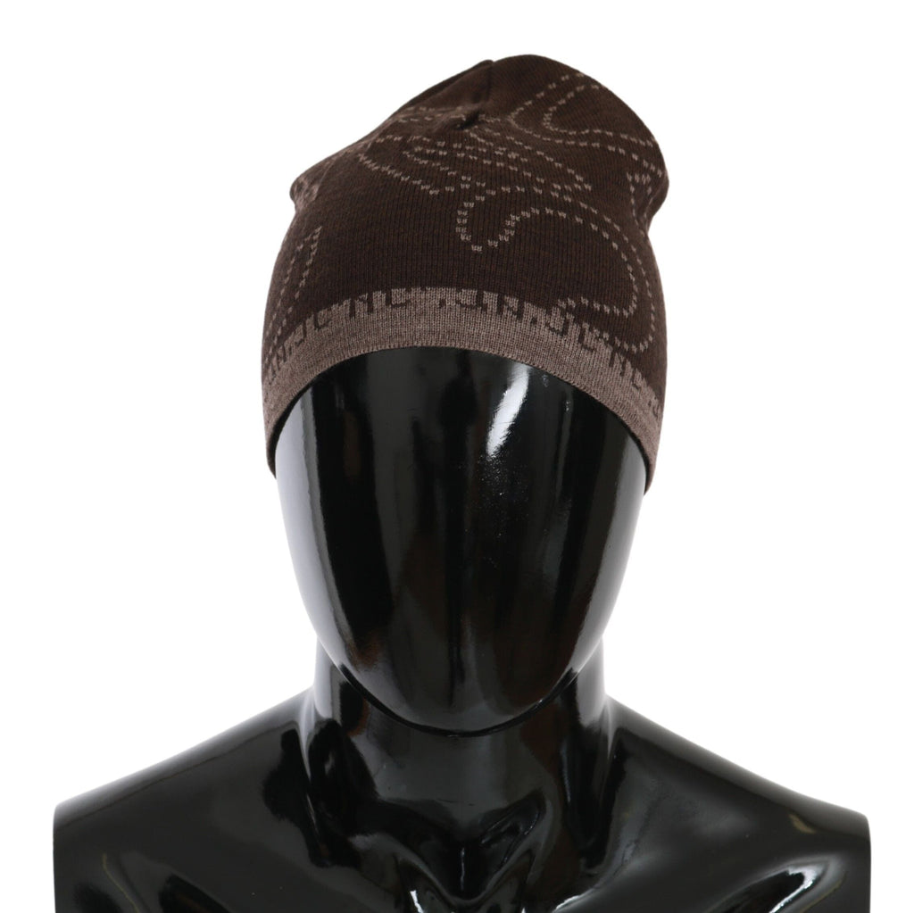 Costume National Beanie Brown Wool Blend Branded Hat Costume National 