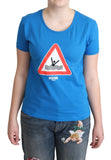 Moschino Blue Cotton Swim Graphic Triangle T-shirt