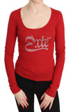 Exte Red Exte Crystal Embellished Long Sleeve Top Blouse