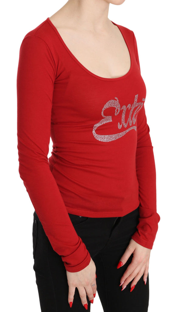 Exte Red Exte Crystal Embellished Long Sleeve Top Blouse