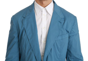 Dolce & Gabbana Blue Single Breasted Formal Cotton Blazer