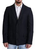 Dolce & Gabbana Dark Blue Wool Single Breasted Coat Jacket