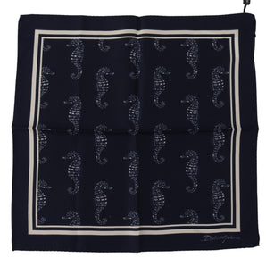 Dolce & Gabbana Elegant Blue Seahorse Silk Men's Scarf