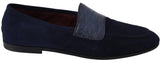 Dolce & Gabbana Blue Suede Caiman Loafers Slippers Shoes Dolce & Gabbana 
