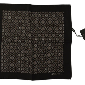 Dolce & Gabbana Black Patterned DG Printed Square Handkerchief Scarf, Nahim - Luxury Wardrobe