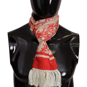 Dolce & Gabbana Elegant Silk Men's Scarf Wrap - Red Coral Print