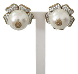 Dolce & Gabbana Gold Tone Maxi Faux Pearl Floral Clip-on Jewelry Earrings Dolce & Gabbana 