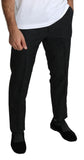 Dolce & Gabbana Black Floral Brocade Slim Trouser Pants