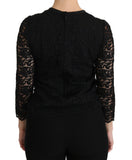 Dolce & Gabbana Black Lace Long Sleeve Nylon Blouse
