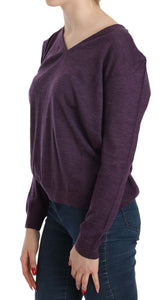 BYBLOS Purple V-neck Long Sleeve Pullover Top