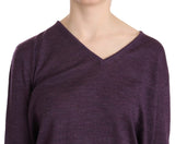 BYBLOS Purple V-neck Long Sleeve Pullover Top