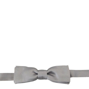 Dolce & Gabbana Gray Silk Adjustable Men Neck Papillon Bow Tie, Nahim - Luxury Wardrobe