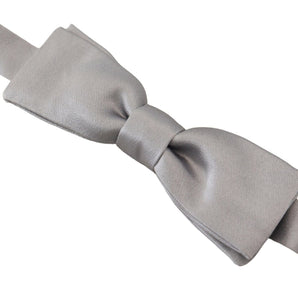 Dolce & Gabbana Gray Silk Adjustable Men Neck Papillon Bow Tie, Nahim - Luxury Wardrobe