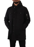 Dolce & Gabbana Black Denim Hooded Parka Coat Winter Jacket