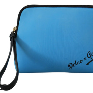 Dolce & Gabbana Blue Logo Print Hand Pouch Leopard Print Toiletry Bag, Nahim - Luxury Wardrobe