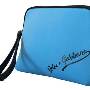 Dolce & Gabbana Blue Logo Print Hand Pouch Leopard Print Toiletry Bag, Nahim - Luxury Wardrobe