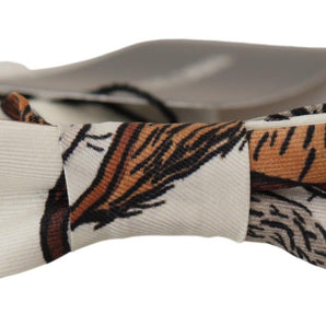 Dolce &amp; Gabbana Elegant White Silk Patterned Bow Tie