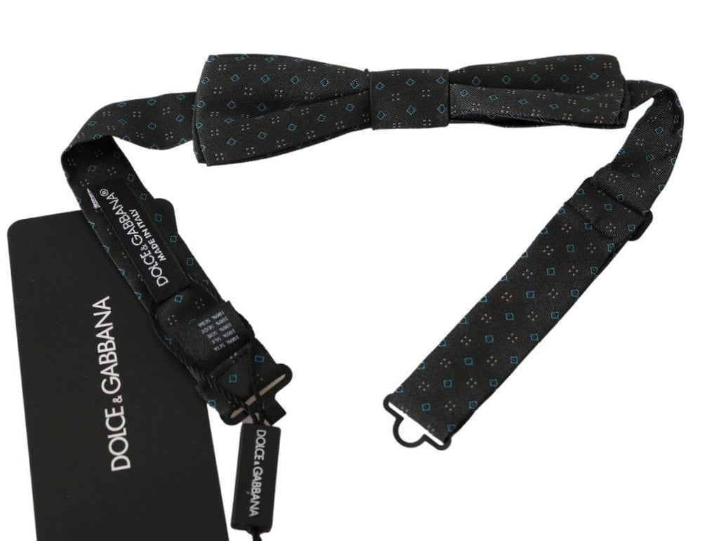 Dolce & Gabbana Gray Patterned Mens Necktie Papillon 100% Silk Bow Tie Dolce & Gabbana 